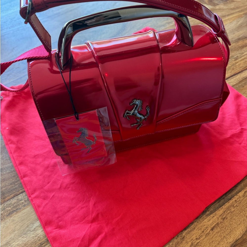 Ferrari Scuderia Ferrari Bag Patent Leather Shiny Red shoulder Bag NWT
